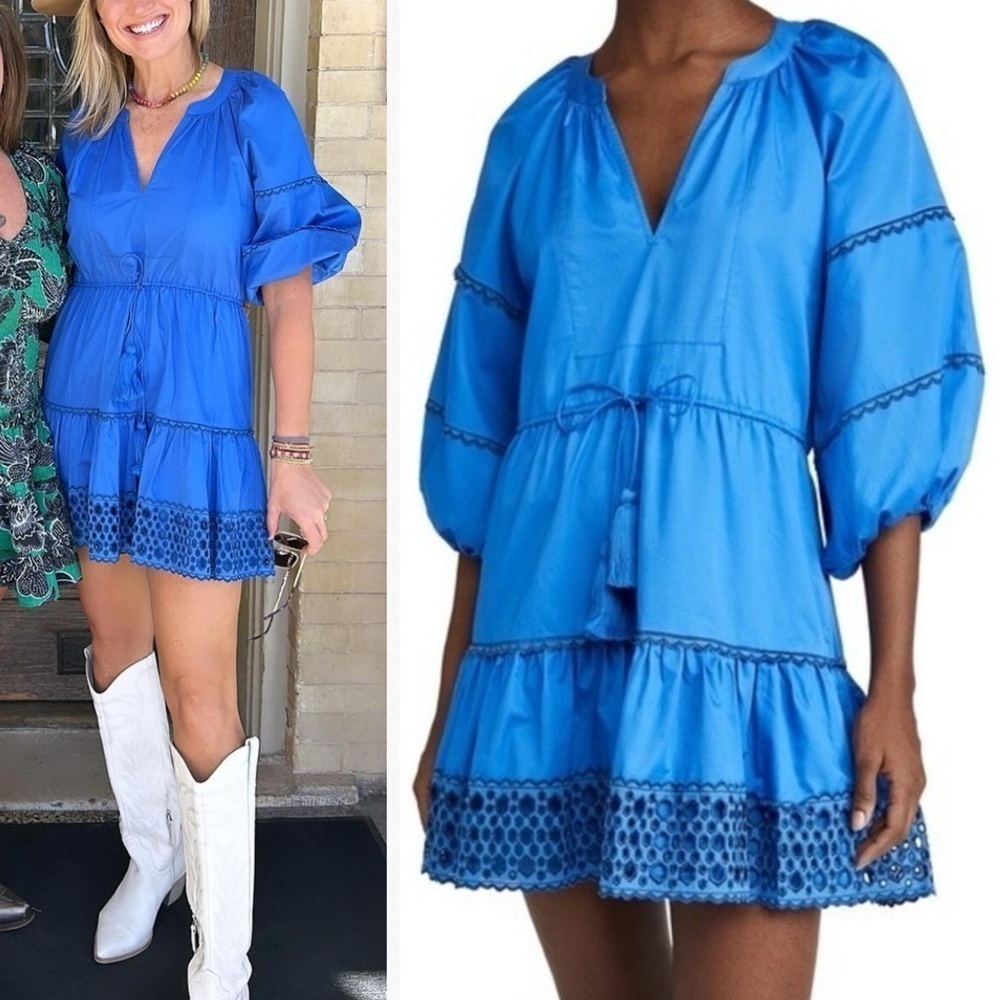 Alexis Embroidered Dress Puff Sleeve Cotton Mini Dress